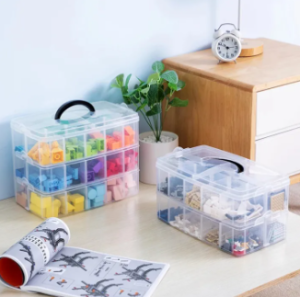 Removable 3-Layer 18 Slots Storage Box Craft Blocks Toy Organizer Jewelry Cosmetic Box