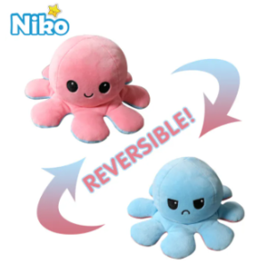 NIKO Reversible Flip Octopus Stuffed Toy Plush Toddler Toys Double-sided Color Octopus Stuffed Doll